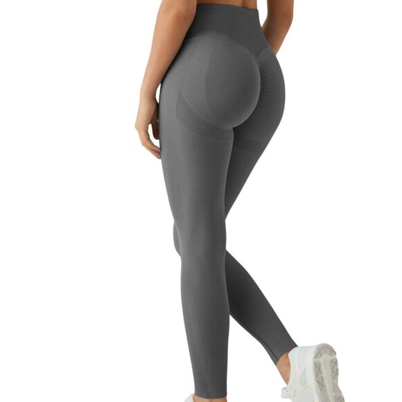 Halara Pants - Halara Gray Scrunch Butt Side Ribbed High Waist Butt Lifting Leggings Sz Small